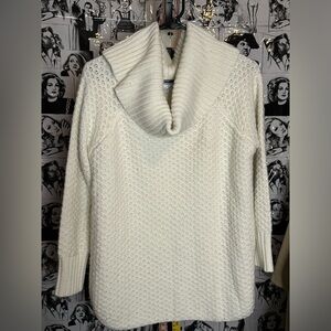 Off White “Indigo” Cowl Neck Thick Knit Sweater